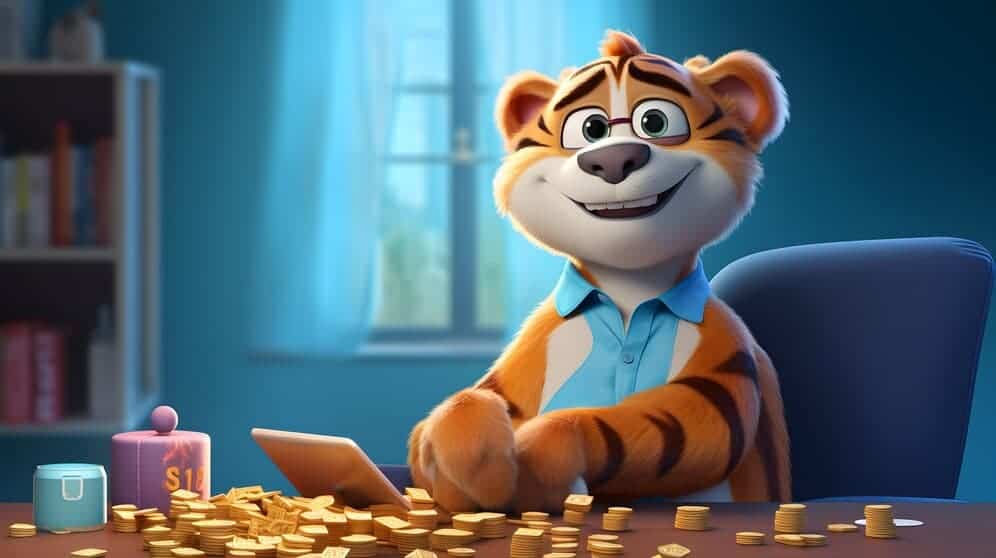 Ilustração colorida do jogo FortuneTiger em ação